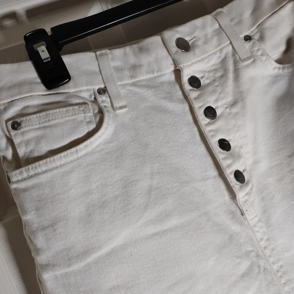 Joe's White Cotton Denim Button Fly Skirt